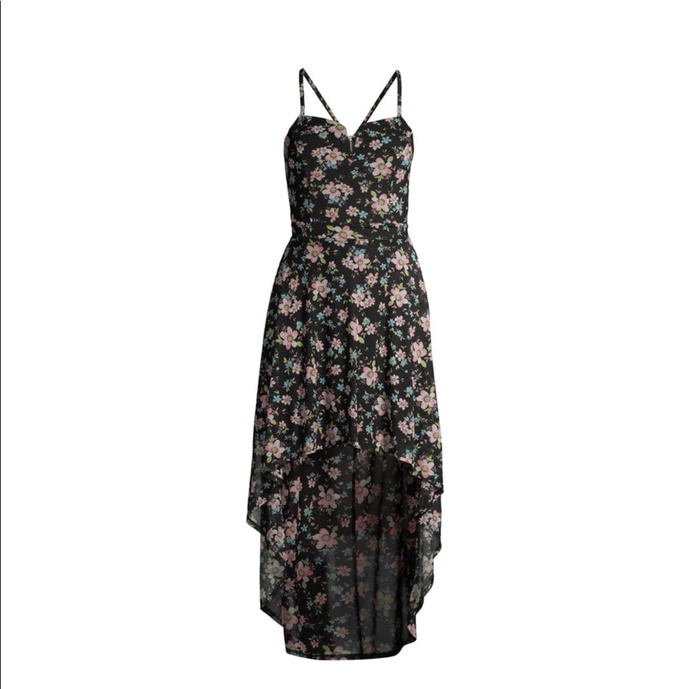 Black Floral Dress with Lace Back